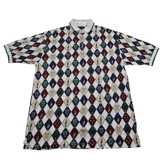 Roundtree Yorke Shirt Mens L Multicolor Short Sleeve Collared Button Cotton Polo - Picture 1 of 16